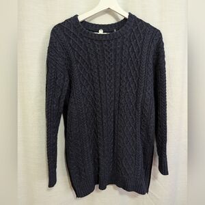 Margaret O'Leary oversized navy side zips fisherman sweater size XS